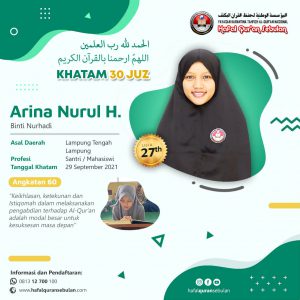 Alumni YKTN Khatam 30 Juz - Arina