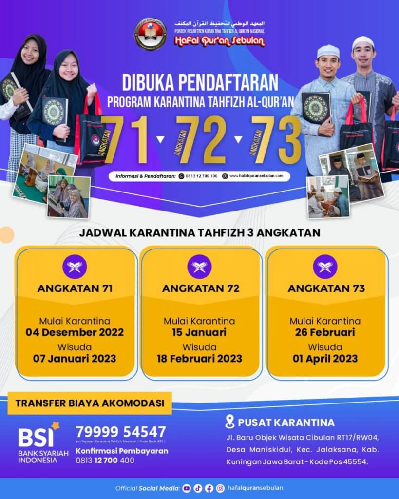- yadiiryadi.com Pendaftaran Karantina Tahfizh Al-Quran Nasional tahun 2023